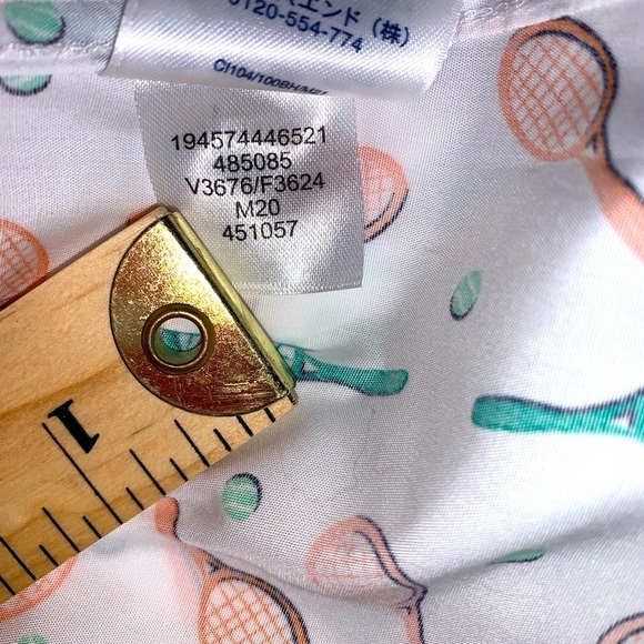 Lands end size 8 no iron supima button down sleeveless blouse tennis rackets - Picture 8 of 10